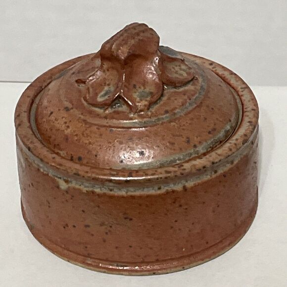 Anne E. Hirondelle Studio Pottery Stoneware Lidded Trinket Jewelry Box Pot 3”x3” - Picture 4 of 8